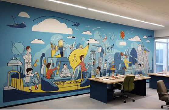沐川办公室墙绘的特点。